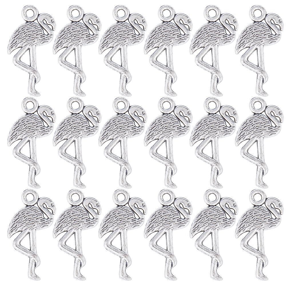6114 1 Box 100Pcs Flamingo Charms Bulk Tropical Charms Alloy Antique Silver